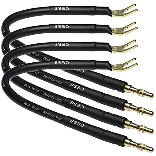 CNCESS CESS-027L HiFi Speaker Cable Jumpers Wire 6-inch - Spade Plug to Banana Plug Speaker Jumper Cable - 4 Pack (Large Fork) - Image 5
