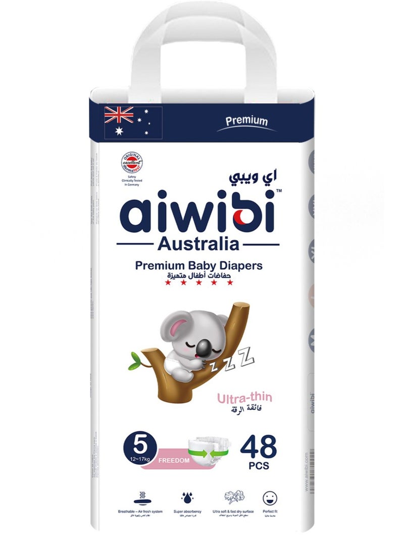 aiwibi baby diapers premium ultra thin size 5-48pcs (12-17kg) - Image 1