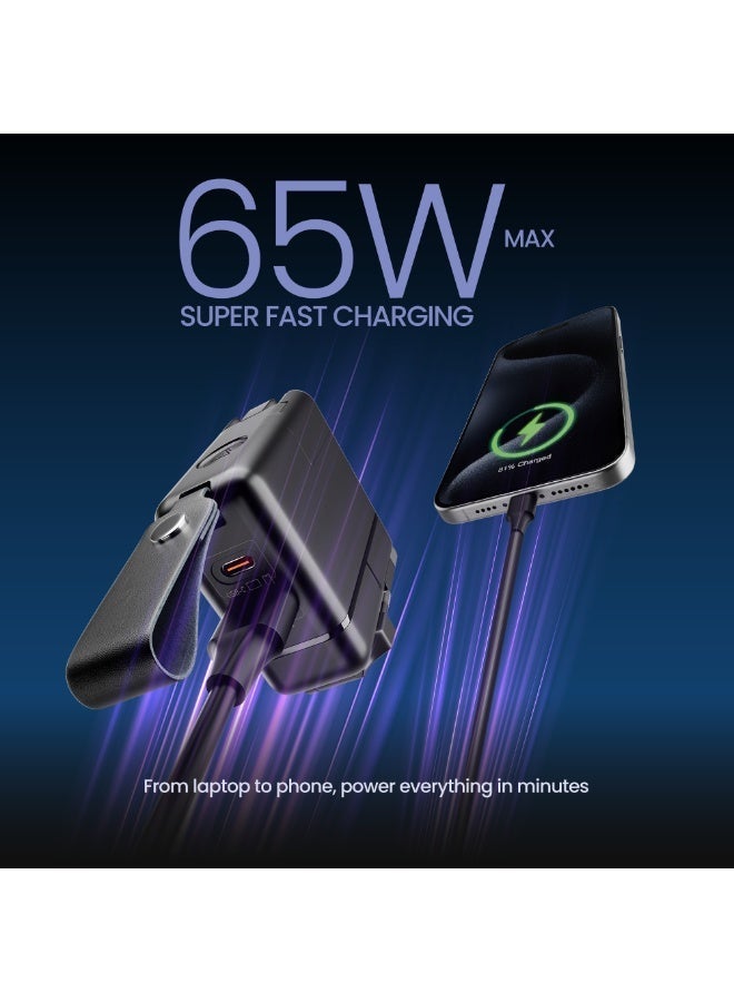 اكساستون محول السفر العالمي XASTON 65W GaN مع USB-C وUSB-A، شاحن حائط سريع الشحن لأجهزة الكمبيوتر المحمول، iPhone، Android، MacBook، قابس دولي مدمج مزدوج المنفذ (الولايات المتحدة والمملكة المتحدة والاتحاد الأوروبي والاتحاد الأفريقي) - Image 4