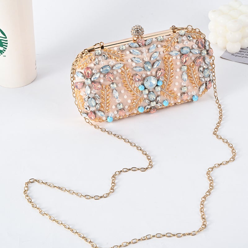 Colorful Rhinestone Evening Bag Style Trendy Cosmetic Bag Fashion Party Bag Dinner Women'S Bag Temperament Beaded Bag - Image 1
