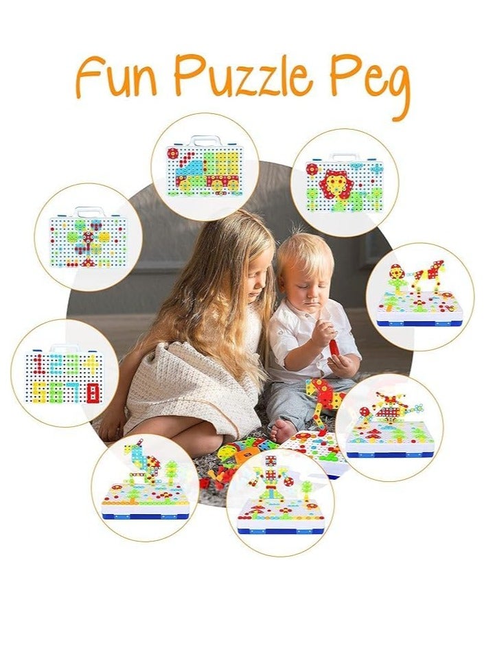 سجن سفما 237 قطعة الأطفال الإبداعية فسيفساء لعبة حفر مجموعة اللغز ، STEM تعلم لعبة تعليمية ، وحفر ثقوب مفك هندسة البناء عدة ، ومناسبة ل 3 4 5 6 7 9 10 عاما الفتيان والفتيات - Image 2
