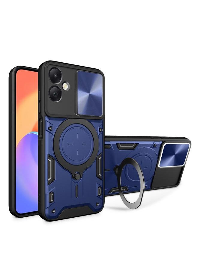 Generic For Samsung Galaxy A06 CD Texture Sliding Camshield Magnetic Holder Phone Case(Blue) 