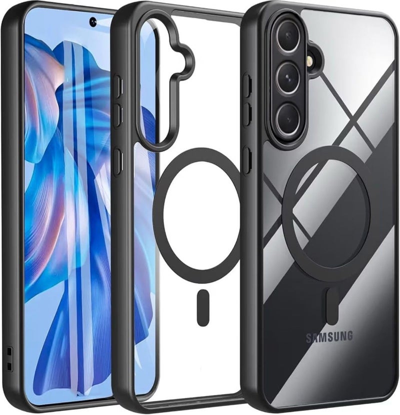 Grabist Phone Case For Samsung Galaxy A16 4G /A16 5G, Crystal Clear Case Not Yellowing, Compatible with MagSafe, Shockproof Transparent Back Cover with Colored Frame (Black) - Image 1