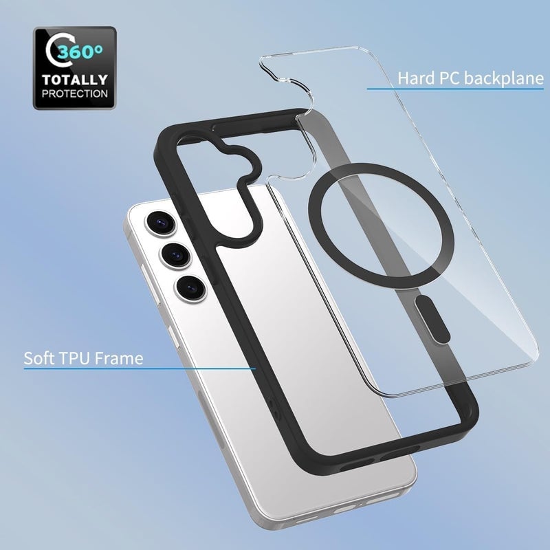 Grabist Phone Case For Samsung Galaxy A16 4G /A16 5G, Crystal Clear Case Not Yellowing, Compatible with MagSafe, Shockproof Transparent Back Cover with Colored Frame (Black) - Image 4