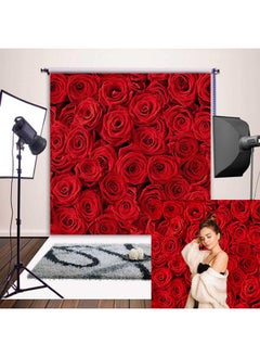 RUYI Red Rose Flower Wall Backdrop 6X6Ft Rose Floral Wedding Birthday Photography Background For Women Bridal Shower Red Rose Decoration Backdrops Art For Photo Studio Photo Booth Vinyl  - Image 2