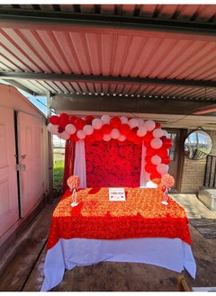 RUYI Red Rose Flower Wall Backdrop 6X6Ft Rose Floral Wedding Birthday Photography Background For Women Bridal Shower Red Rose Decoration Backdrops Art For Photo Studio Photo Booth Vinyl  - Image 3