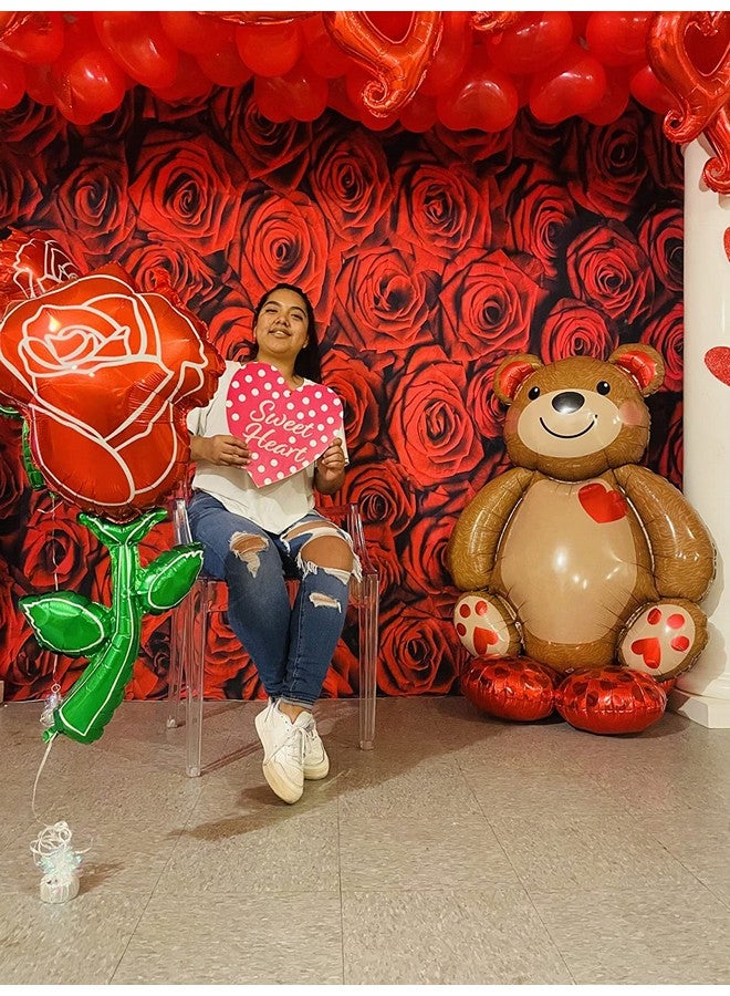 RUYI خلفية حائط زهور الورد الأحمر 6X6 قدم لزفاف الورود وزهور عيد الميلاد خلفية تصوير للنساء حفل زفاف العروس زينة الورد الأحمر خلفيات فنية لاستوديو التصوير كشك التصوير من الفينيل - Image 4