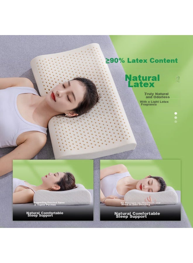 GOLDEN TREE Jinxiangshu Natural Imported Cervical Pillow, Rubber Sleeping Pillow, Natural Latex Pillow, Adult Pillow, Breathable Wave Pillow - Image 1
