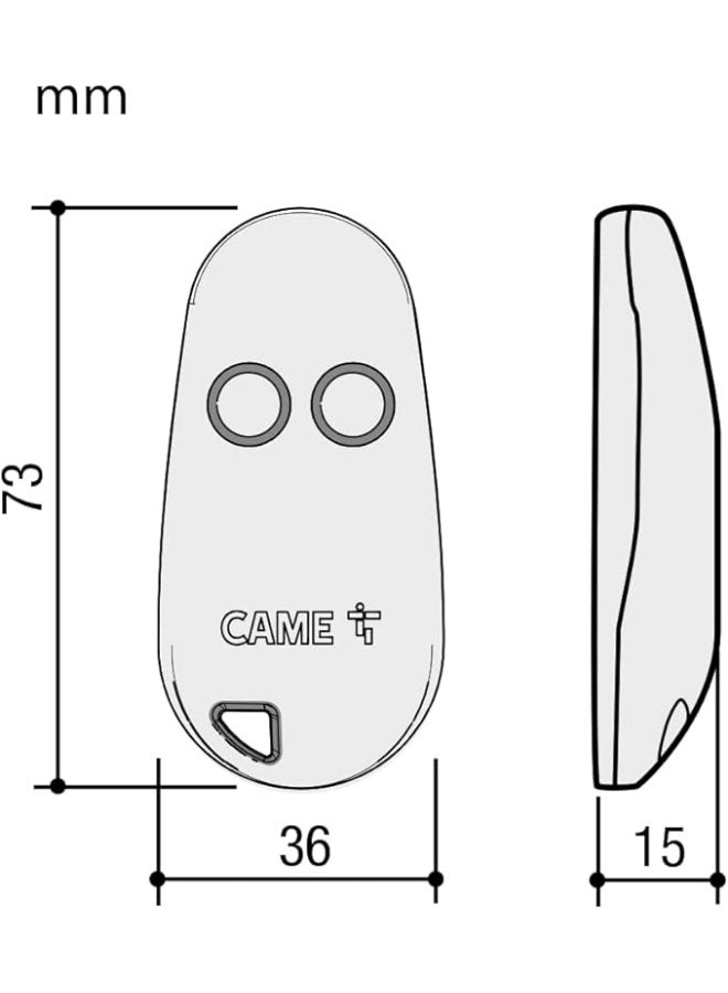 CAME TOP42FGN 2 Channel Black Fixed Code Remote Control for Multiple Devices with Self-Learning Function for Easy Configuration Frequency 433.92 MHz Compatible with CAME Models Only - Image 3