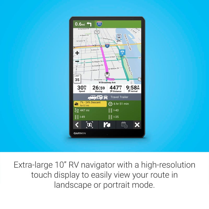 Garmin RV 1095, Extra-Large, Easy-to-Read 10” GPS RV Navigator, Custom RV Routing, High-Resolution Birdseye Satellite Imagery, Directory of RV Parks and Services, Landscape or Portrait View Display - Image 3