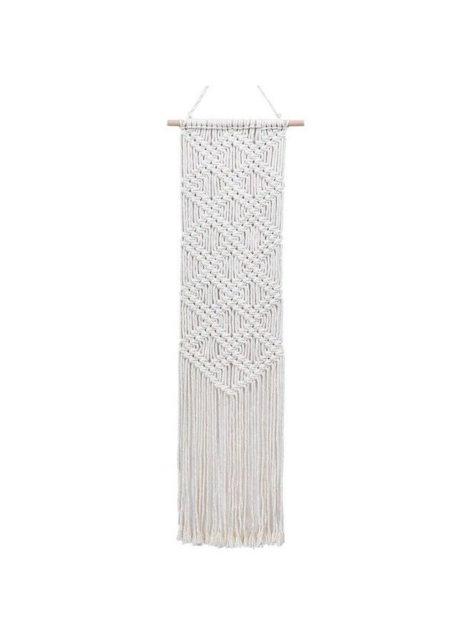 Ebristar Macrame Wall Hanging Boho Chic Handmade Woven Tapestry Modern Rustic Wall Art Home Decor Apartment Dorm Bedroom Nursery Wall Decoration 10" W X 39" L Offwhite - Image 2