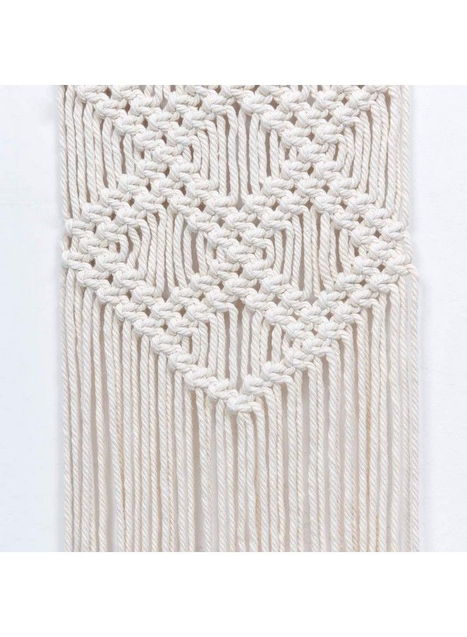 Ebristar Macrame Wall Hanging Boho Chic Handmade Woven Tapestry Modern Rustic Wall Art Home Decor Apartment Dorm Bedroom Nursery Wall Decoration 10" W X 39" L Offwhite - Image 4