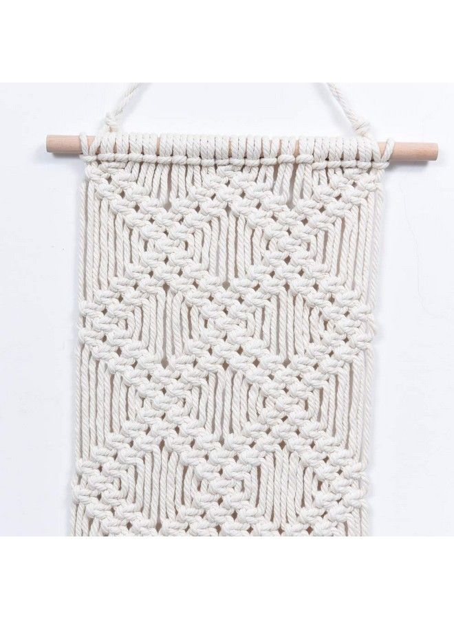 Ebristar Macrame Wall Hanging Boho Chic Handmade Woven Tapestry Modern Rustic Wall Art Home Decor Apartment Dorm Bedroom Nursery Wall Decoration 10" W X 39" L Offwhite - Image 3