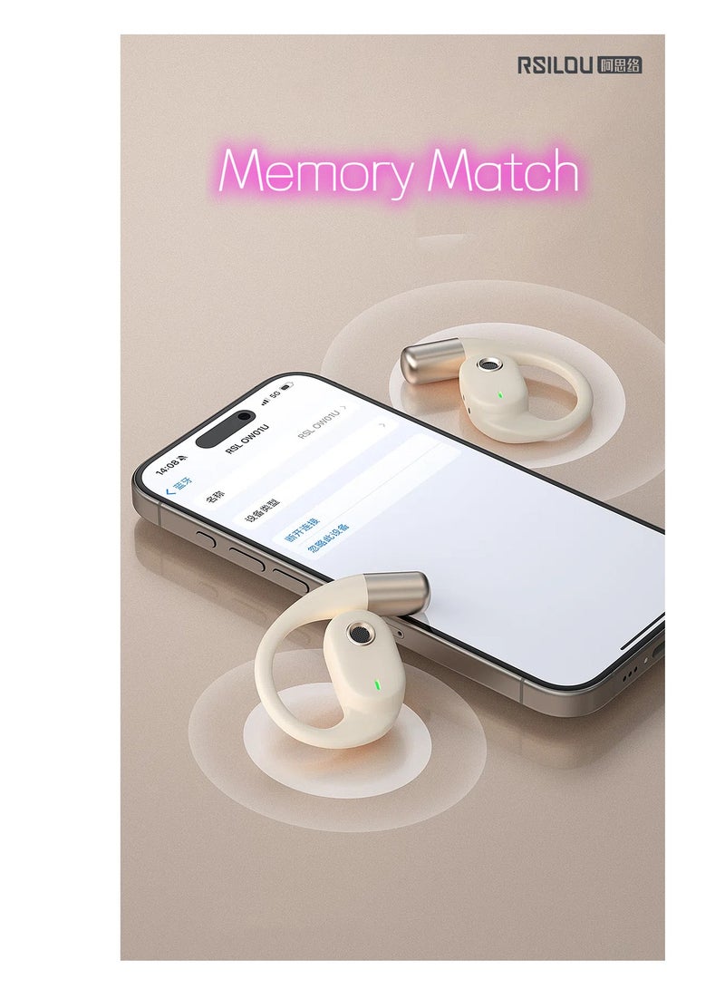rsilou R3009-002 OWS wireless Bluetooth Earbuds, Open-wear earbuds with bio-mimetic cochlear design for secure and lightweight fit, Waterproof integrated, Dual-mode dual decoding，Touch controls for waking up voice assist, answering calls and controlling music  - Image 3