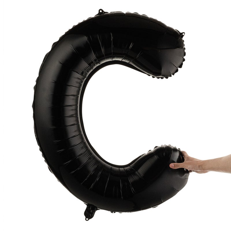 Restaurantware بالون حروف بالونيفاي 40 بوصة، بالون حفل كبير على شكل حرف C، بالون ميرا الأسود، حلقة تعليق، زينة لعيد الميلاد، الزفاف، أو التخرج - Image 2