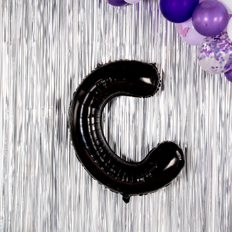 Restaurantware بالون حروف بالونيفاي 40 بوصة، بالون حفل كبير على شكل حرف C، بالون ميرا الأسود، حلقة تعليق، زينة لعيد الميلاد، الزفاف، أو التخرج - Image 3