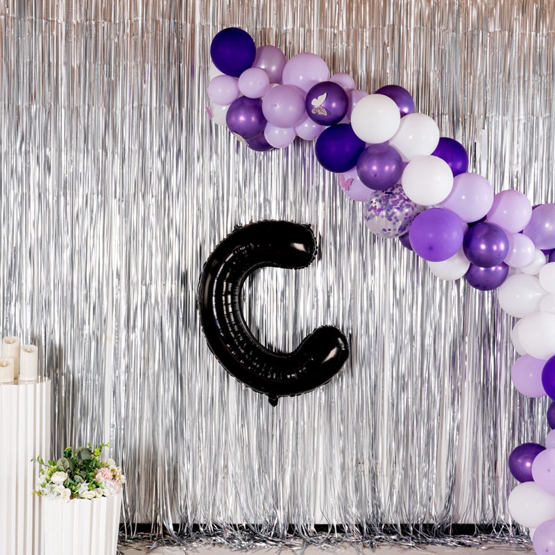Restaurantware بالون حروف بالونيفاي 40 بوصة، بالون حفل كبير على شكل حرف C، بالون ميرا الأسود، حلقة تعليق، زينة لعيد الميلاد، الزفاف، أو التخرج - Image 4
