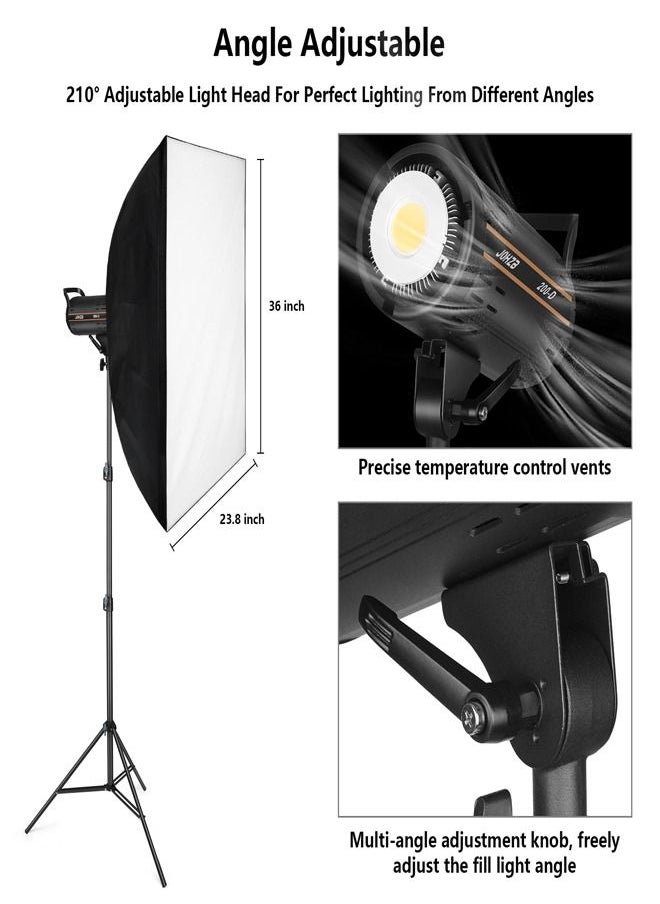 PADOM - Padom 200W Video Light Kit, Continuous Lighting for Photography with Softbox & Stand, Studio Light with APP for photography YouTube vedio and Film Recording - Image 1