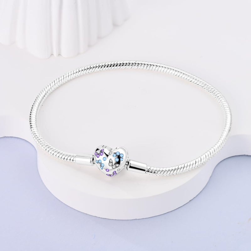 Parmuz 925 Sterling Silver Charm Bracelet for Woman Snake Chain Bracelet Star Moon Butterfly Cute Iconic Moments European Bracelet Jewelry Gift for Woman - Image 2