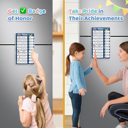 CustomMaster 3 in 1 Bedtime/Morning/Daily Routine Chart for Kids, Magnetic Chore Chart for Kids, Visual Schedule for Kids Toddlers for to Do List - Image 4
