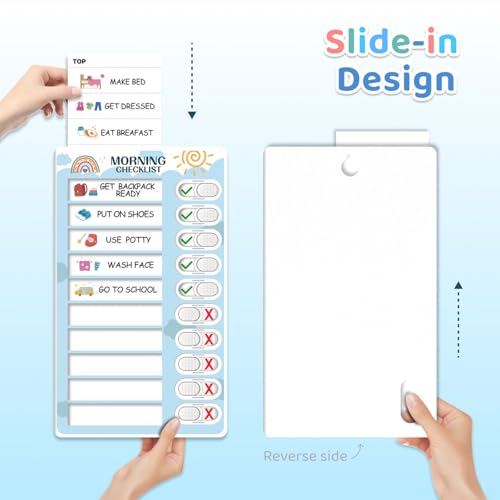 CustomMaster 3 in 1 Bedtime/Morning/Daily Routine Chart for Kids, Magnetic Chore Chart for Kids, Visual Schedule for Kids Toddlers for to Do List - Image 5