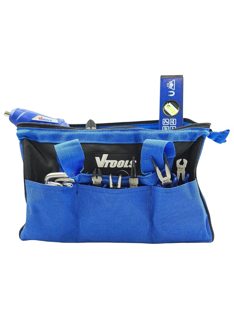 في تولز منظم حقيبة أدوات مقاس 13 بوصة مع رأس بسحاب واسع الفم مع علامة تعليق للغطاء وحقائب أدوات من قماش أكسفورد لبناء النجارة والبستنة والكهربائي المنزلي بنفسك - Image 5