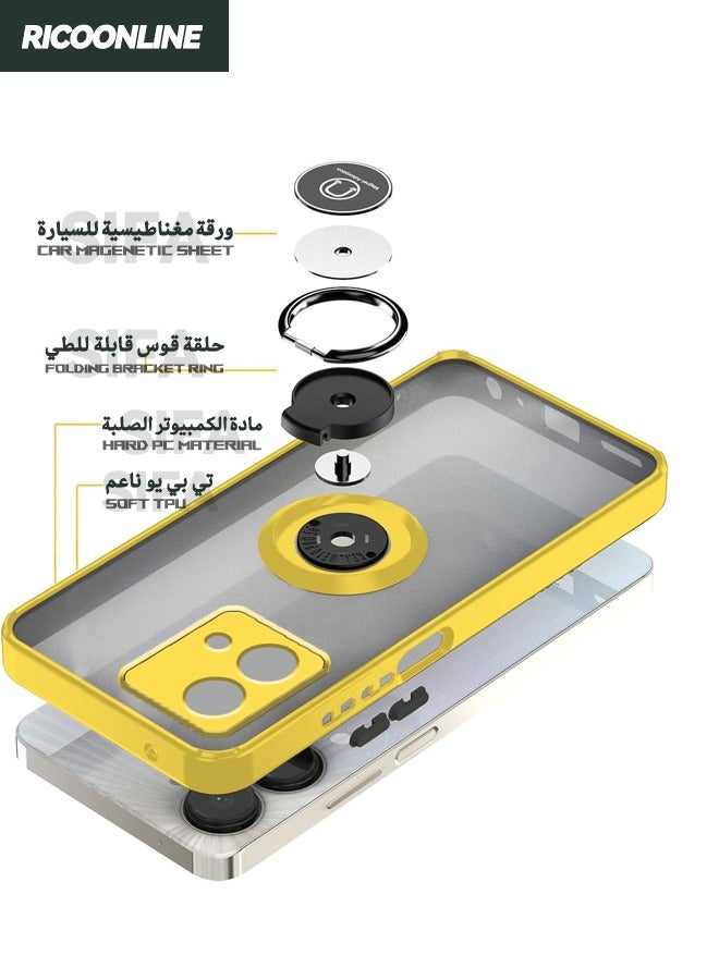 RICOONLINE Motorola Moto G84 5G Cover, Skin Feeling Protective Case with Magnetic Kickstand, Anti-Scratch Non-Slip and Shockproof Case for Motorola Moto G84 5G, Yellow - Image 2