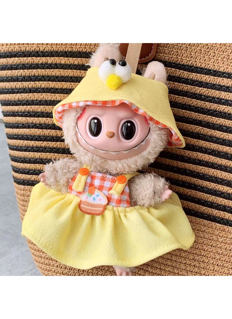 17cm Labubu Keychain Vinyl Doll Dress Clothing Yellow skirt 3 points 