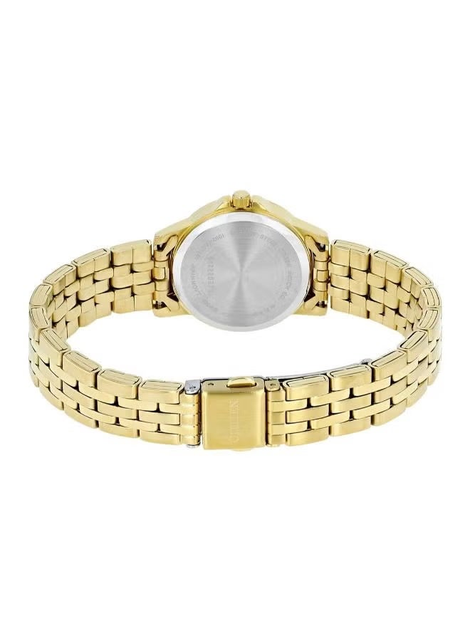 سيتيزن ساعة كوارتز نسائية قياسية بسوار من الفولاذ المقاوم للصدأ باللون الذهبي مع حزام مطلي بالذهب - EQ0603-59P - Image 3