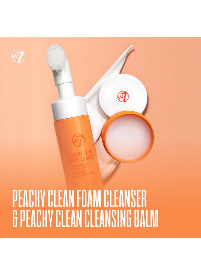 دبليو 7 مجموعة W7 Peachy Clean Cleansing Balm & Hydrating Foam Cleansing - تزيل المكياج والأوساخ والشوائب بلطف - غنية بمستخلصات الفاكهة وفيتامين E للمساعدة في تغذية البشرة وتهدئتها وحمايتها  - Image 2
