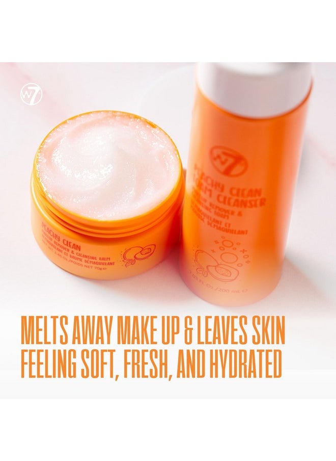 دبليو 7 مجموعة W7 Peachy Clean Cleansing Balm & Hydrating Foam Cleansing - تزيل المكياج والأوساخ والشوائب بلطف - غنية بمستخلصات الفاكهة وفيتامين E للمساعدة في تغذية البشرة وتهدئتها وحمايتها  - Image 5