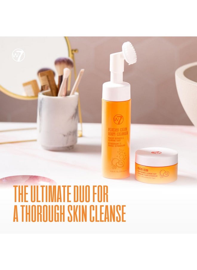 دبليو 7 مجموعة W7 Peachy Clean Cleansing Balm & Hydrating Foam Cleansing - تزيل المكياج والأوساخ والشوائب بلطف - غنية بمستخلصات الفاكهة وفيتامين E للمساعدة في تغذية البشرة وتهدئتها وحمايتها  - Image 3