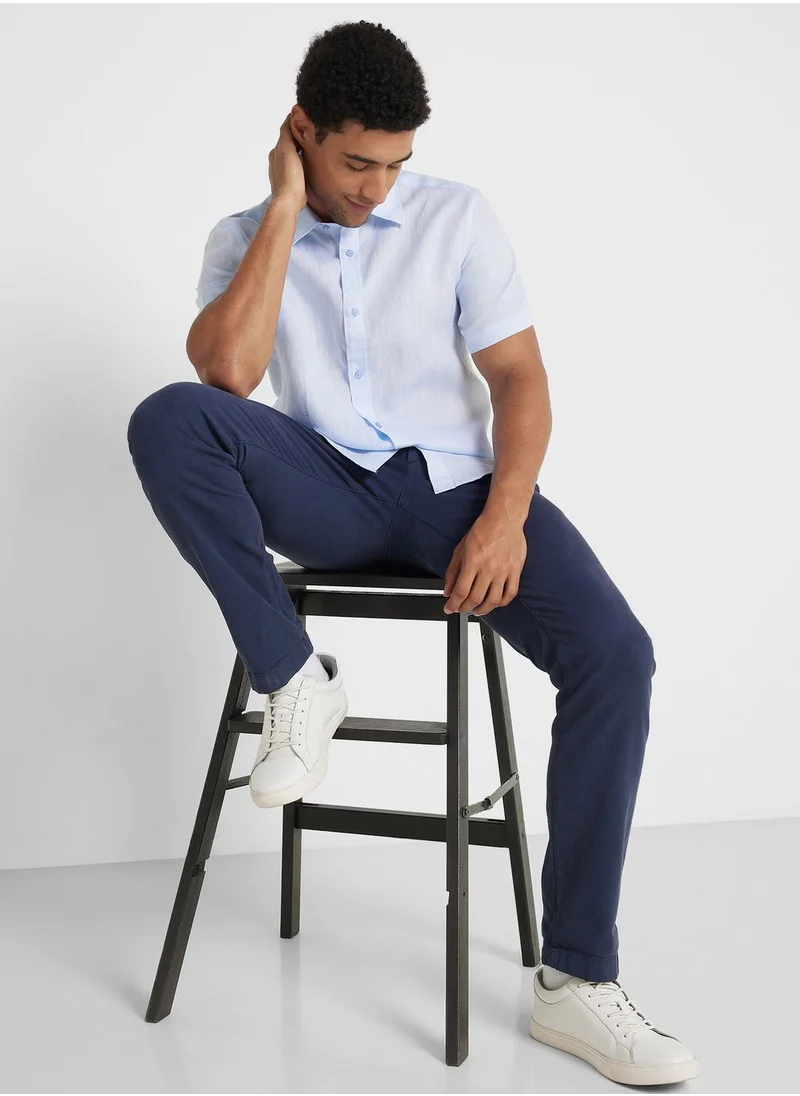 روبرت وود Short Sleeve Linen Shirt