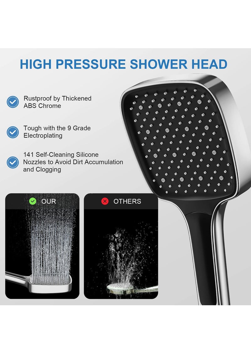 Excefore Shower Head, Handheld High Pressure 3 Adjustable Mode Save Water Square Multi-function Shower Head for Bathroom Fits Your Shower Hose  - Image 2