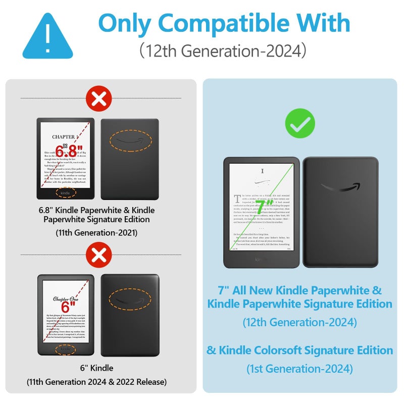 TaIYanG Case for 7" All-New Kindle Paperwhite (12th Generation 2024) & Kindle Colorsoft Signature Edition 2024, Lightweight Slim Smart PU Leather Cover with Auto Sleep Wake, Light Blue - Image 2