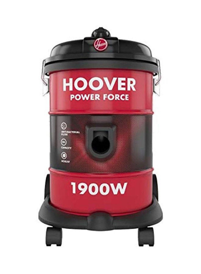 HOOVER Power Force Drum Vacuum Cleaner 18 Litre Capacity, With Blower Function For Home & Office Use 18 L 1900 W HT87-T1-ME Red/Black - Image 1