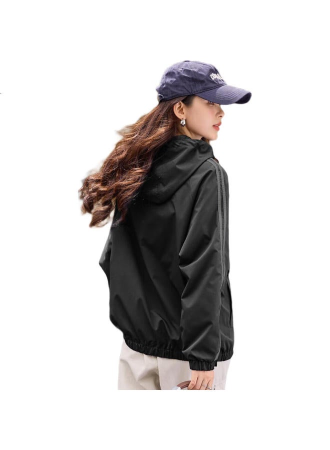 dme Outdoor Hiking Lazy Style Breathable All-Match Slim Lightweight Commuting Sports Women'S Jacket Black S - Image 3