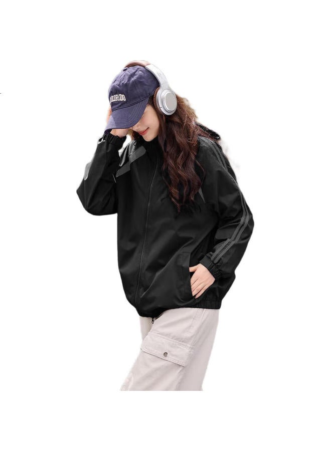 dme Outdoor Hiking Lazy Style Breathable All-Match Slim Lightweight Commuting Sports Women'S Jacket Black S - Image 1