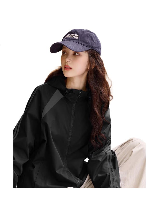 dme Outdoor Hiking Lazy Style Breathable All-Match Slim Lightweight Commuting Sports Women'S Jacket Black S - Image 2