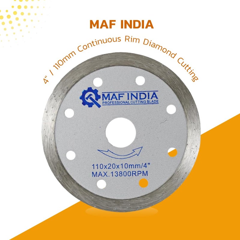 MAF PRO 4" / 110mm Continuous Rim Diamond Cutting Blade for Marble – 20mm Bore, 10mm Thickness, Professional-Grade Precision - Image 4