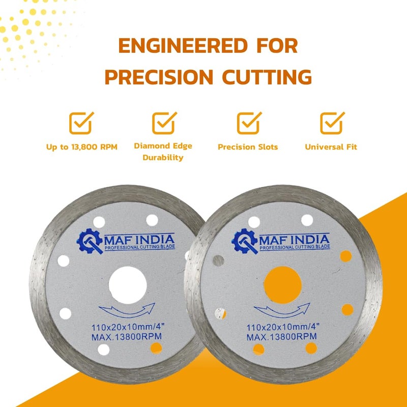 MAF PRO 4" / 110mm Continuous Rim Diamond Cutting Blade for Marble – 20mm Bore, 10mm Thickness, Professional-Grade Precision - Image 2