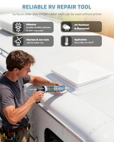 PAULINN Self Leveling Lap Sealant White RV Roof Sealant for Camper Repair RV Caulking Rubber Roof EPDM Flexible UV Waterproof no Smell and Safe for RV Indoor use 4 Packs - Image 3