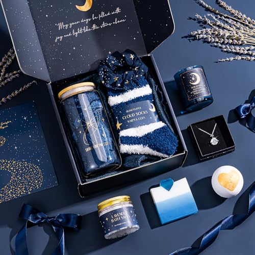 Suhctuptx Birthday Gifts for Women Mothers Day Gifts for Mom Starry Sky Spa Gift Basket with Universe Necklace Self Care Gift Set for Her Teacher Appreciation Gifts Wife Sister Friend Boss Lady - Image 3