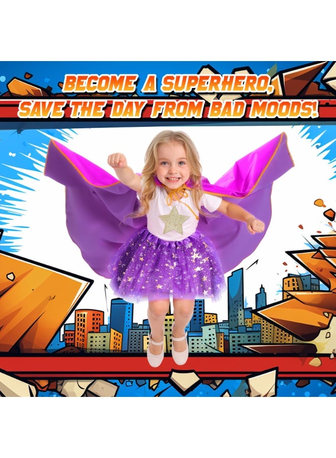 NajmStyle Superhero Capes and Masks for Kids, Super Hero Costumesfor Girls,Toddler Super Hero Capes Dress up, Halloween Cosplay for 3 4 5 6 7 8 Year Old Girls Gifts,Cosplay Stage Performance(Purple) - Image 4