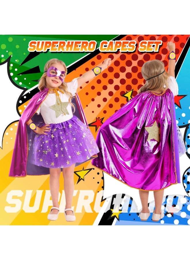 NajmStyle Superhero Capes and Masks for Kids, Super Hero Costumesfor Girls,Toddler Super Hero Capes Dress up, Halloween Cosplay for 3 4 5 6 7 8 Year Old Girls Gifts,Cosplay Stage Performance(Purple) - Image 5