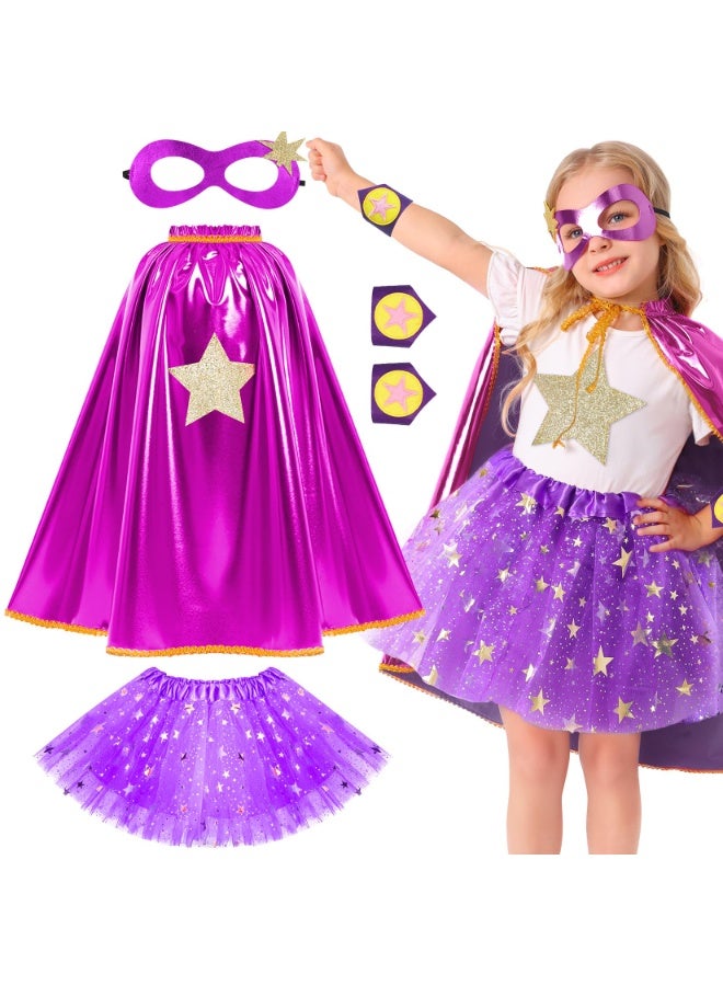 NajmStyle Superhero Capes and Masks for Kids, Super Hero Costumesfor Girls,Toddler Super Hero Capes Dress up, Halloween Cosplay for 3 4 5 6 7 8 Year Old Girls Gifts,Cosplay Stage Performance(Purple) - Image 1