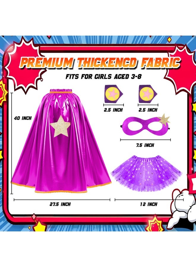NajmStyle Superhero Capes and Masks for Kids, Super Hero Costumesfor Girls,Toddler Super Hero Capes Dress up, Halloween Cosplay for 3 4 5 6 7 8 Year Old Girls Gifts,Cosplay Stage Performance(Purple) - Image 2