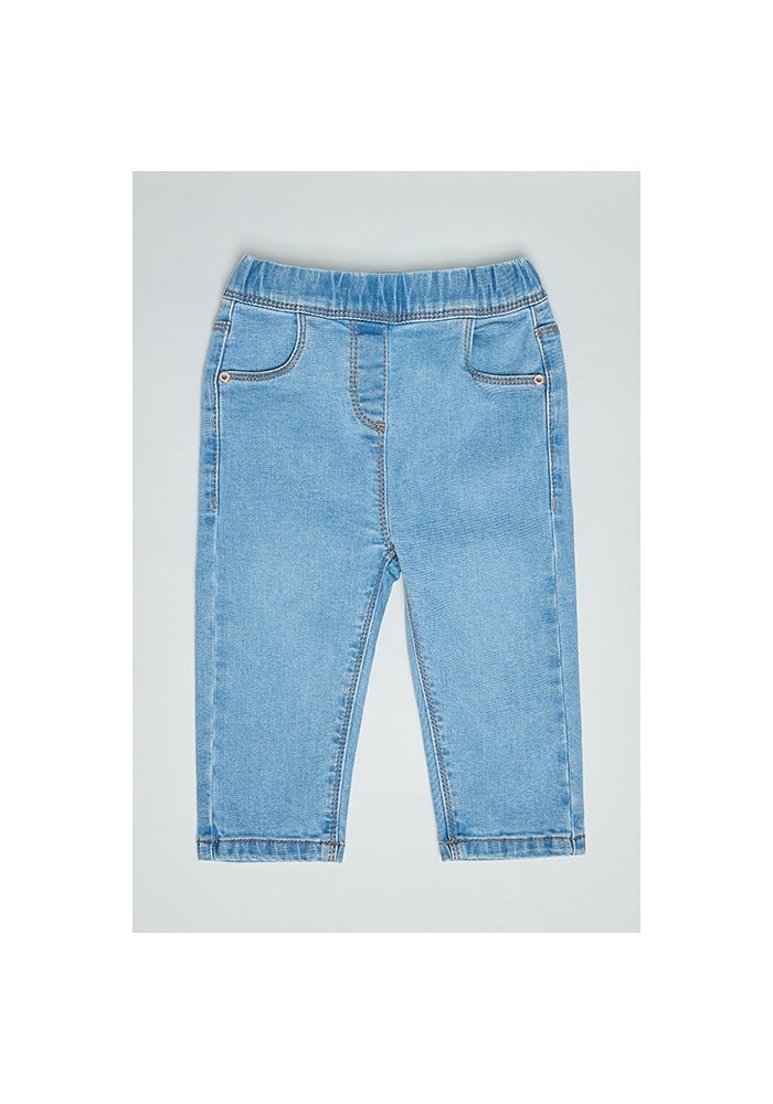R&B Washed Jeggings with Elastic Waist - Image 1