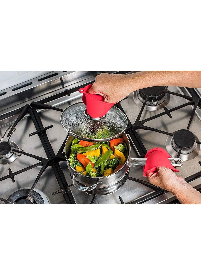 CLICKSY CLICKSY Oven Mittens 1 Pair Silicone Baking Gloves Finger Mitts Grips Heat Resistant Pot Holders Silicon Holder for Kitchen Kitchen Hot Pot Holder Vessel Holder 1 Set Random Color  - Image 3