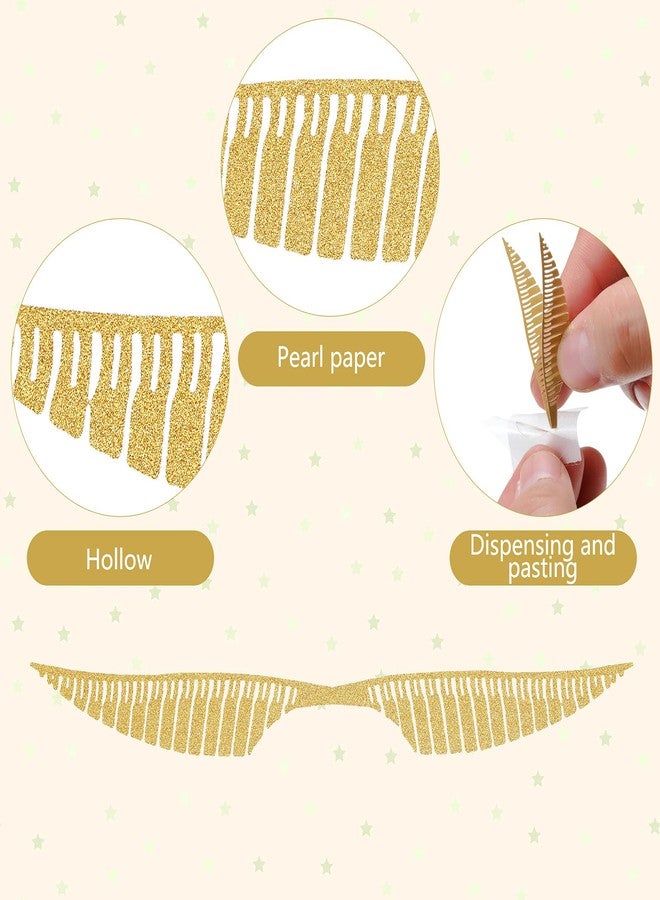 Chiisong Gold Glitter Wings Wizard Party Chocolate Decoration Wedding Hollowed Gold Decor Wafer Cupcake Toppers for Birthday Chocolate Cake Toppers with Adhesive Dots for Anniversary(50 Pieces) - Image 3